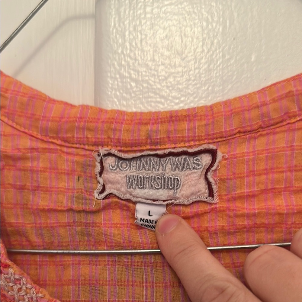 LIKE NEW Johnny Was Embroidered Orange Blouse with Floral and Butterfly Design - Picture 5 of 9